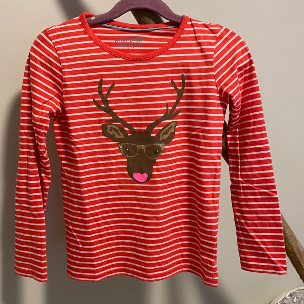 Mini Boden reindeer long sleeve T-shirt size 6-7y